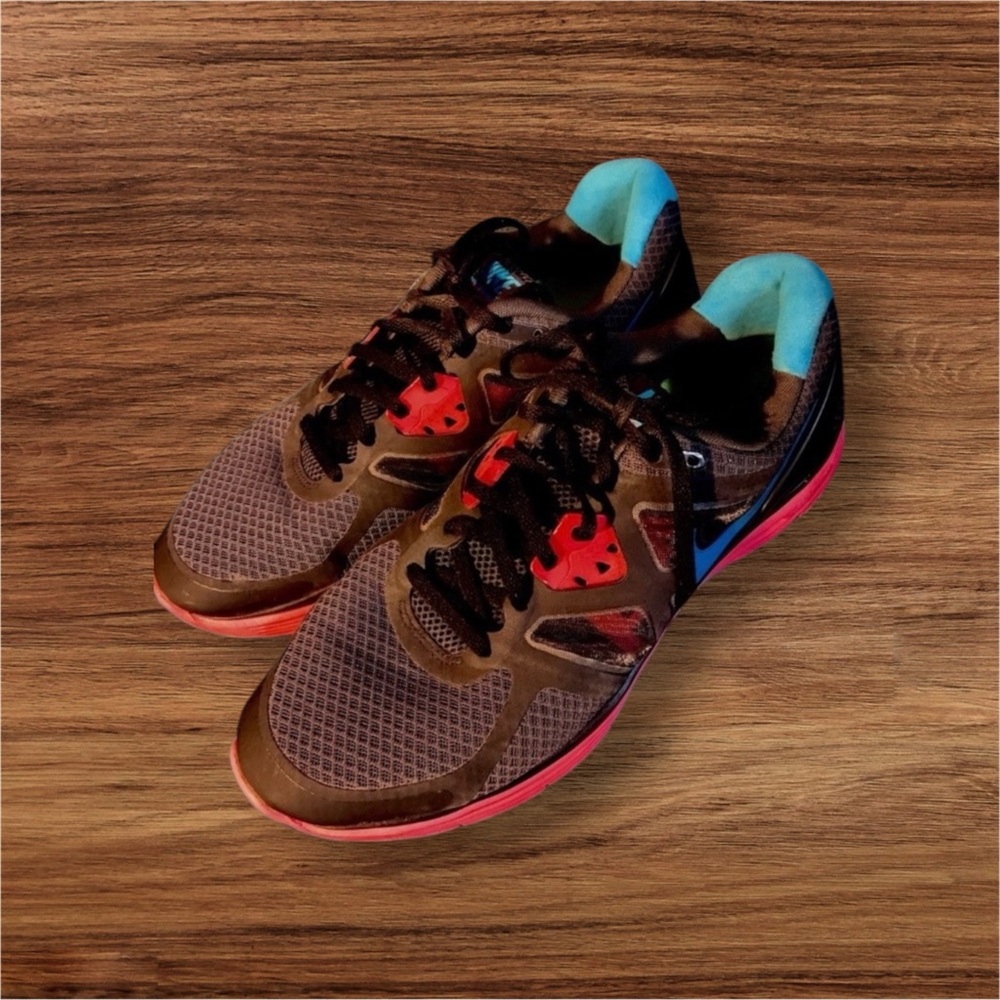 Nike lunarglide black pink sneakers size 12 womans